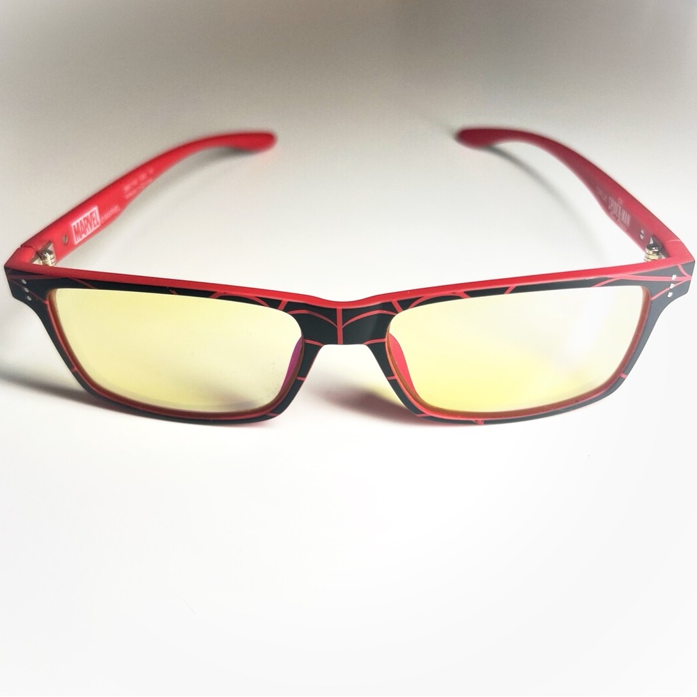 Marvel Red and Black Spiderweb Men's Glasses with Yellow Tint